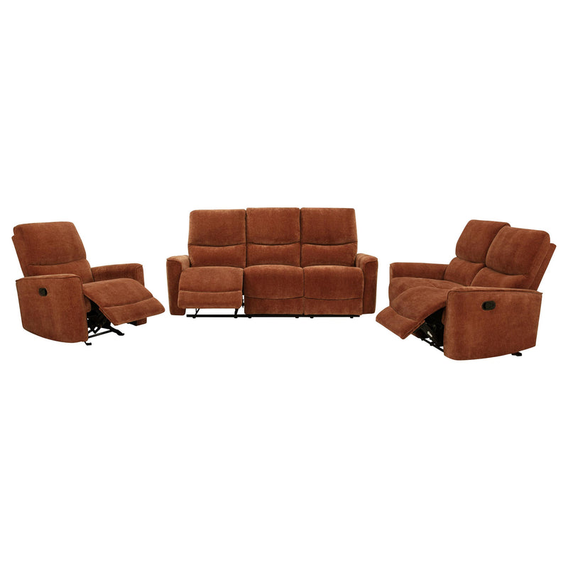 Navarro 3-piece Upholstered Reclining Sofa Set Orange - detail 4