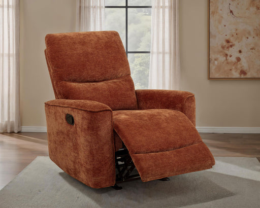 Navarro Chenille Upholstered Glider Recliner Burnt Orange - alternate view