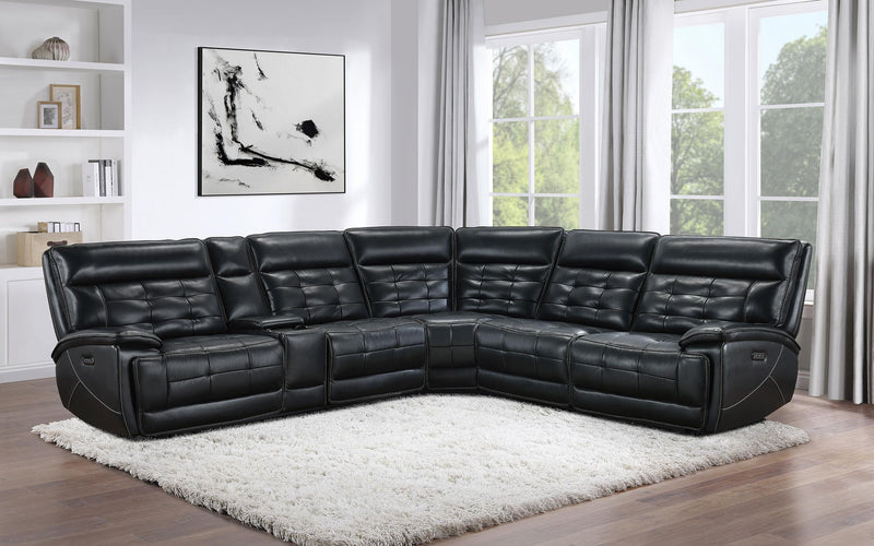 Hewitt Leather Dual Power Reclining Sectional Sofa