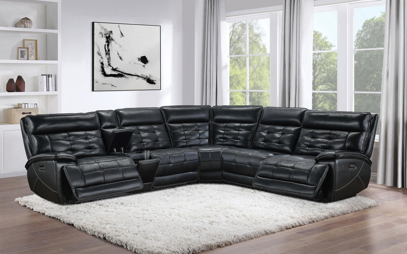 Hewitt Leather Dual Power Reclining Sectional Sofa