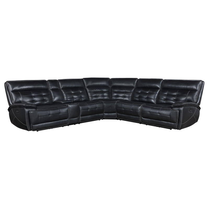 Hewitt Leather Dual Power Reclining Sectional Sofa
