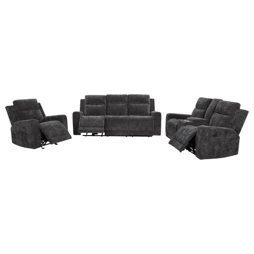 Kennett 3-piece Chenille Power Reclining Sofa Set Dark Grey - alternate view
