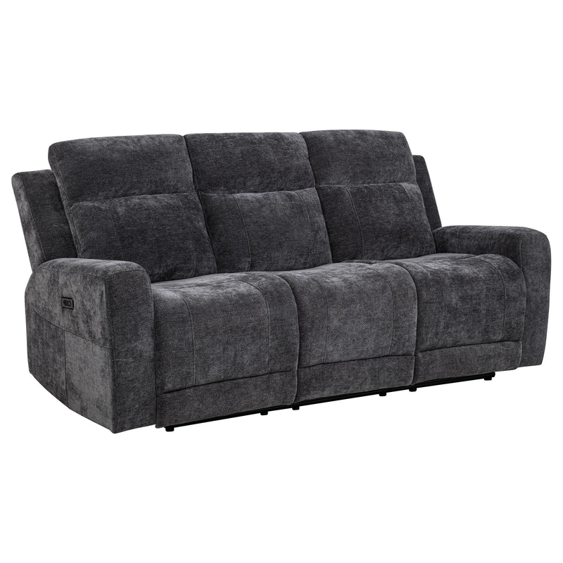 Kennett 3-piece Chenille Power Reclining Sofa Set Dark Grey - detail 3