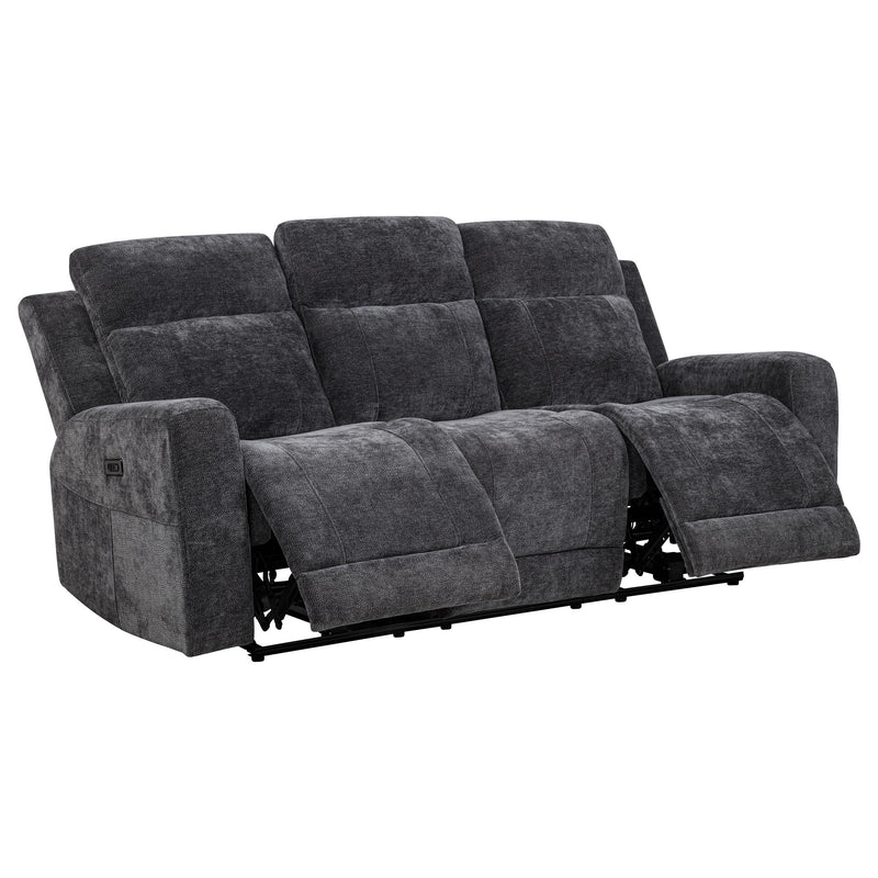Kennett 3-piece Chenille Power Reclining Sofa Set Dark Grey - detail 4