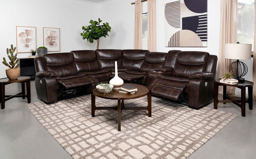 Sycamore Upholstered Power Reclining Sectional Sofa Brown - alternate view