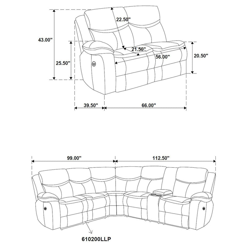 Sycamore Upholstered Power Reclining Sectional Sofa