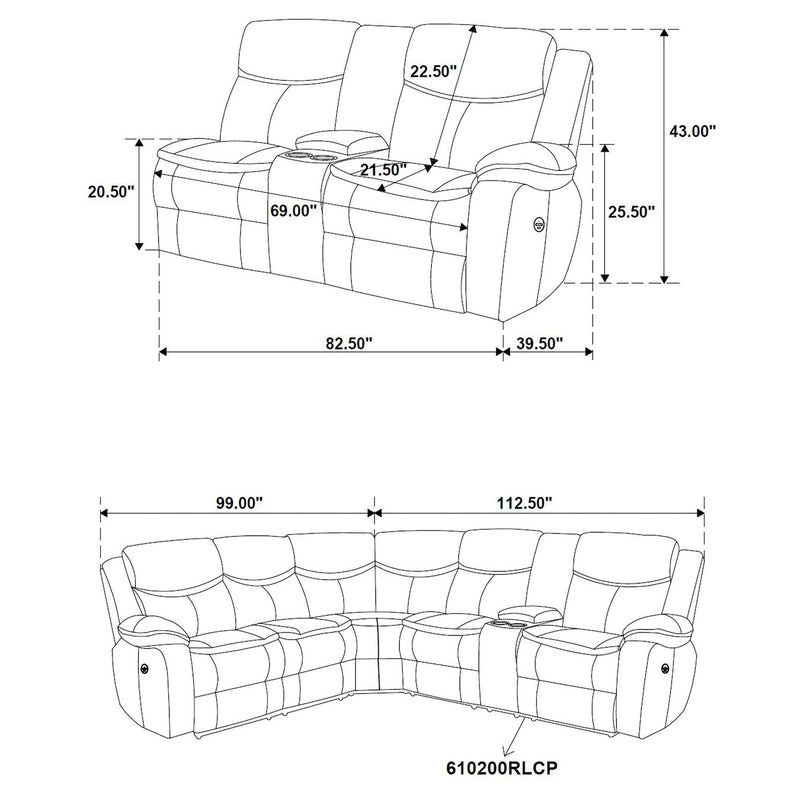 Sycamore Upholstered Power Reclining Sectional Sofa