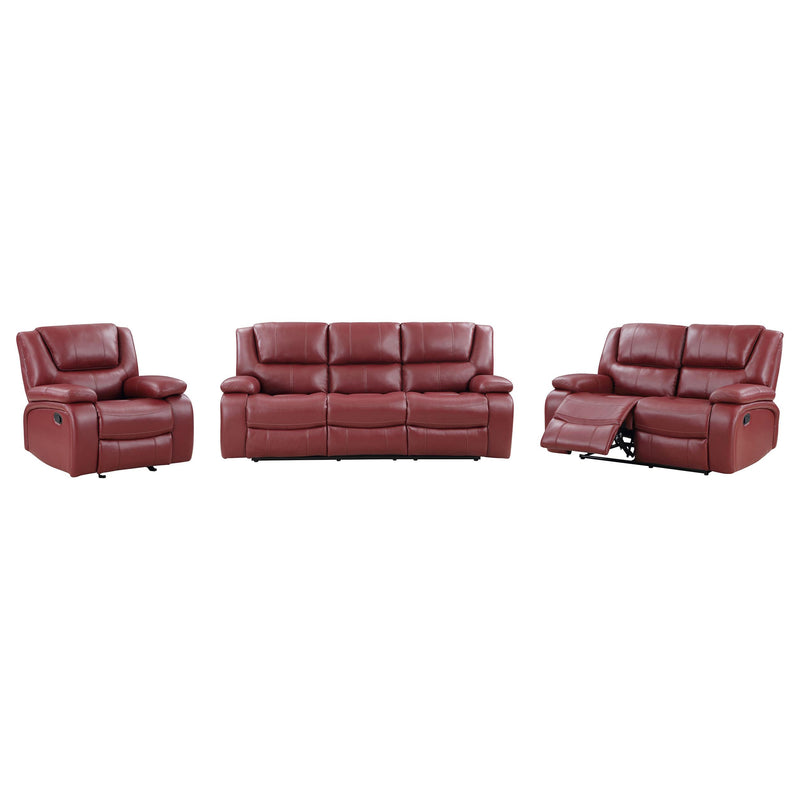 Camila 3-piece Upholstered Reclining Sofa Set Red - detail 3