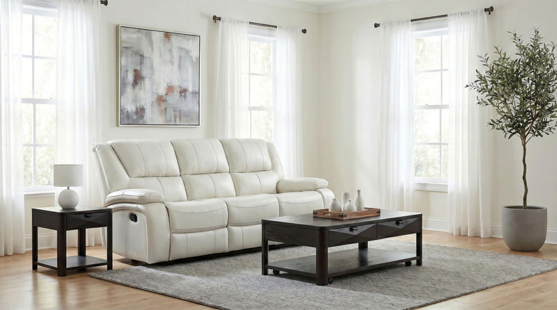 Camila Upholstered Motion Reclining Sofa White