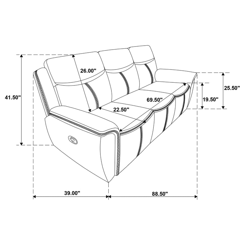 Sloane Upholstered Padded Arm Reclining Sofa