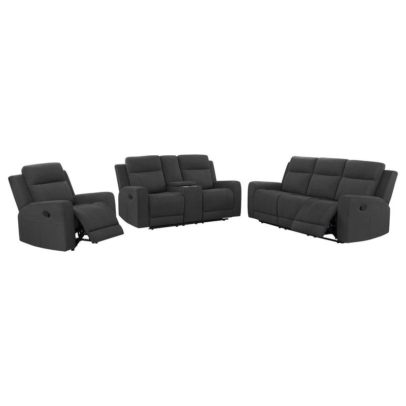 Brentwood 3-piece Upholstered Reclining Sofa Set Charcoal - alternate view