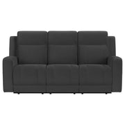 Brentwood 3-piece Upholstered Reclining Sofa Set Charcoal - detail 4