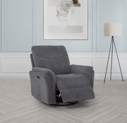 Adler Upholstered Power Swivel Glider Recliner Charcoal Grey - alternate view