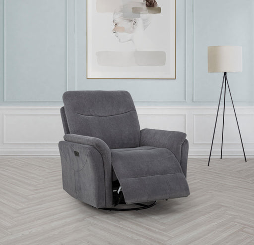 Adler Upholstered Power Swivel Glider Recliner Charcoal Grey - alternate view