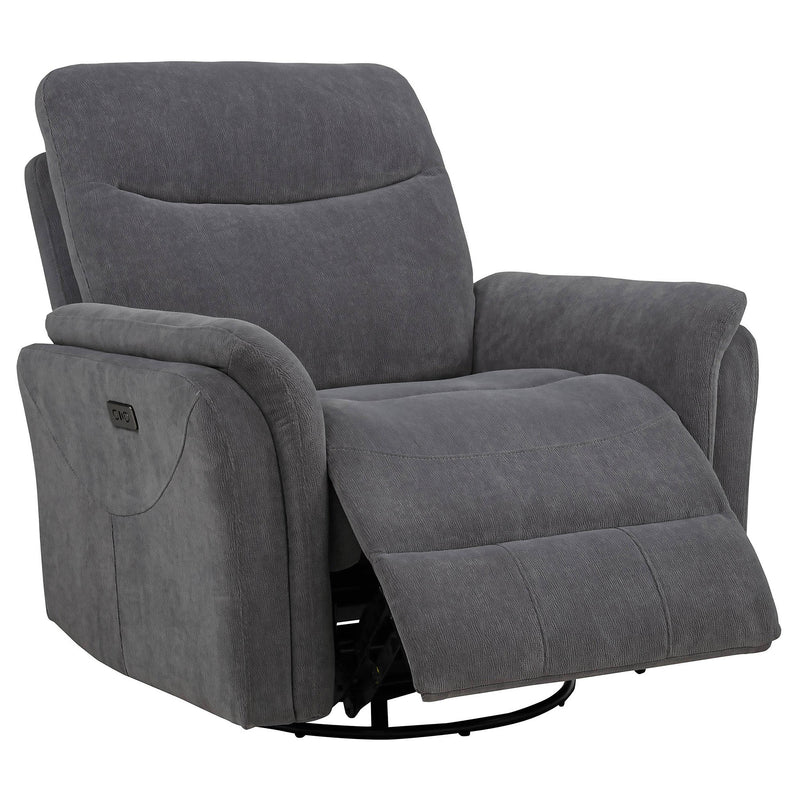 Adler Upholstered Power Swivel Glider Recliner Charcoal Grey - detail 4