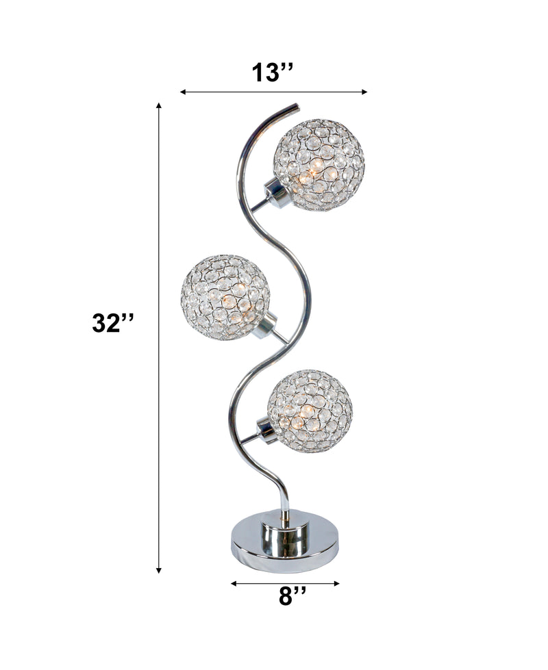 Crownmark Crystal 3 Globe Table Lamp