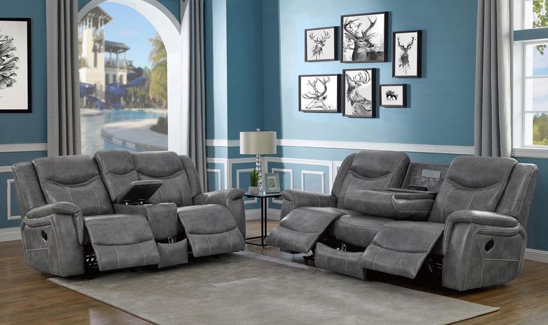 Conrad 2-piece Upholstered Padded Arm Motion Sofa Set