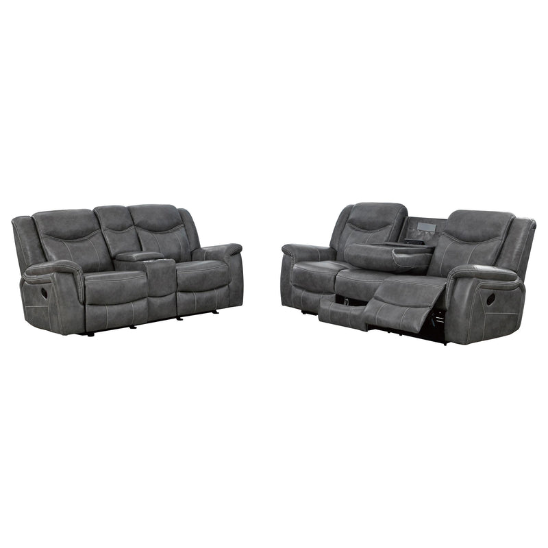 Conrad 2-piece Upholstered Padded Arm Motion Sofa Set