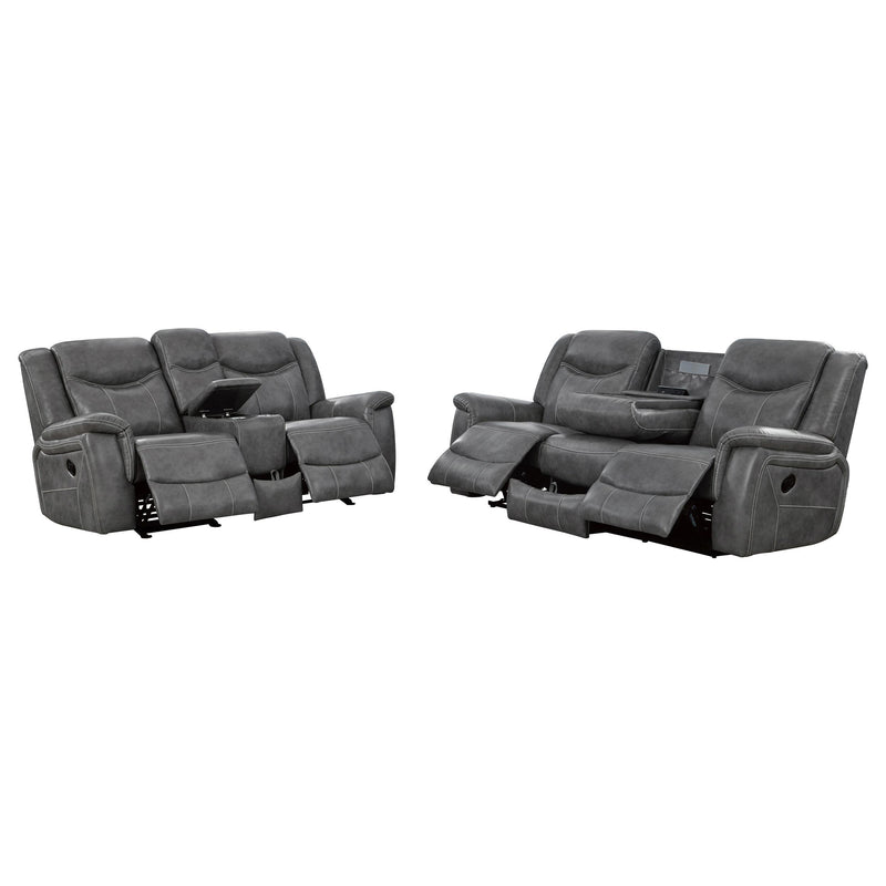 Conrad 2-piece Upholstered Padded Arm Motion Sofa Set