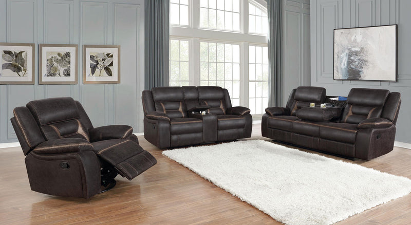 Greer 3-piece Upholstered Reclining Sofa Set Brown - alternate view