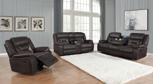 Greer 3-piece Upholstered Reclining Sofa Set Brown - alternate view
