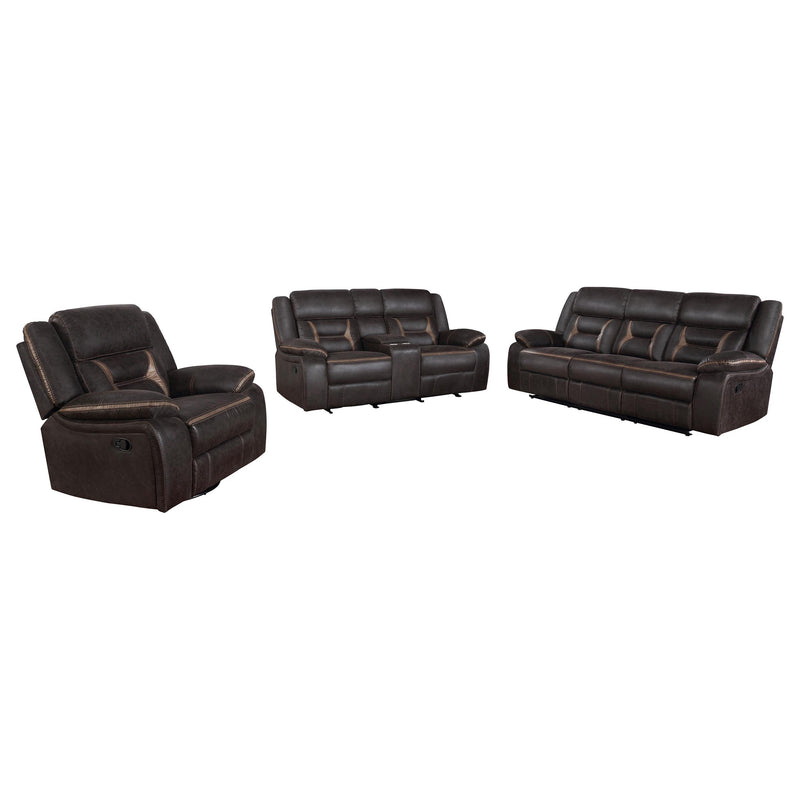 Greer 3-piece Upholstered Reclining Sofa Set Brown - detail 3