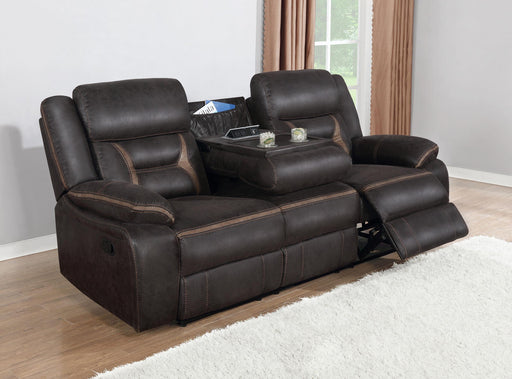 Greer Upholstered Motion Reclining Sofa Brown - alternate view