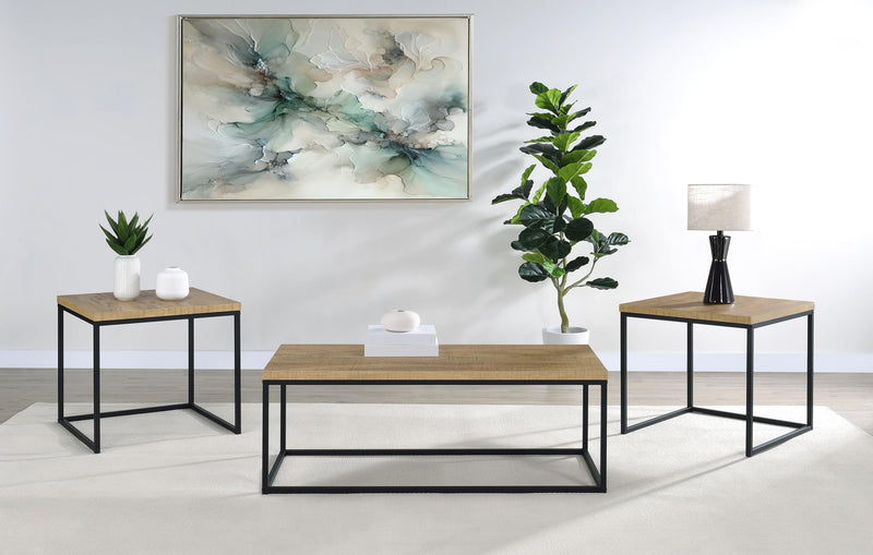 Straden 3-piece Engineered Wood Coffee Table Set Mango and Black - alternate view