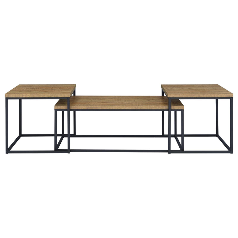 Straden 3-piece Engineered Wood Coffee Table Set Mango and Black - detail 5