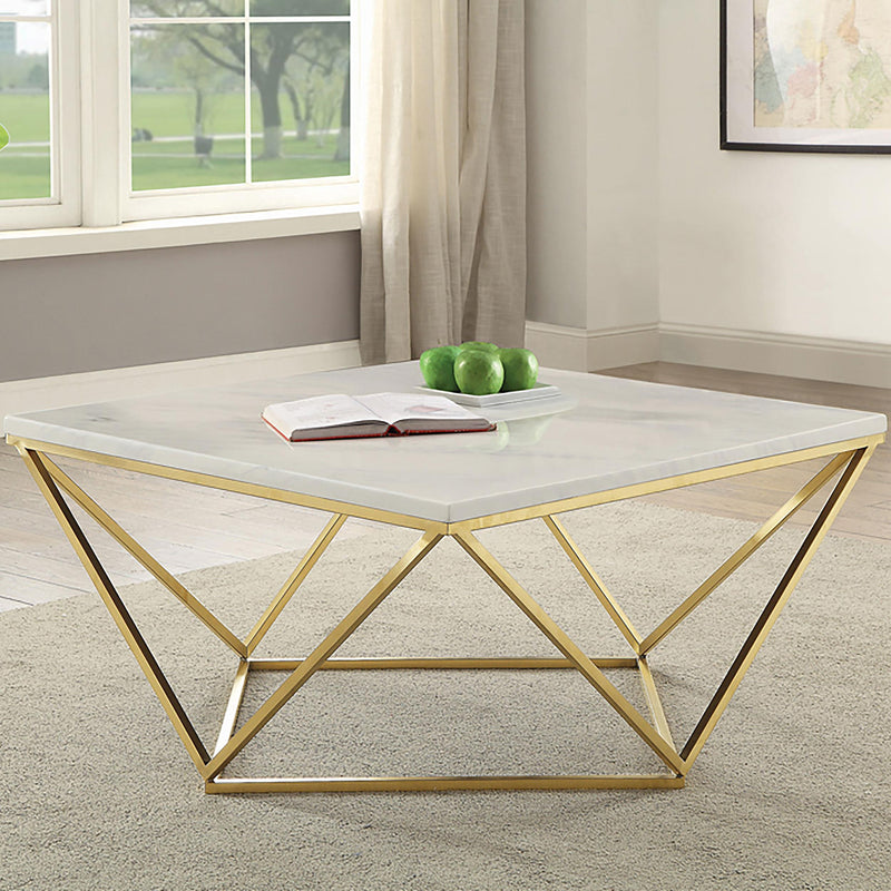 Meryl Square Faux Marble Top Coffee Table White and