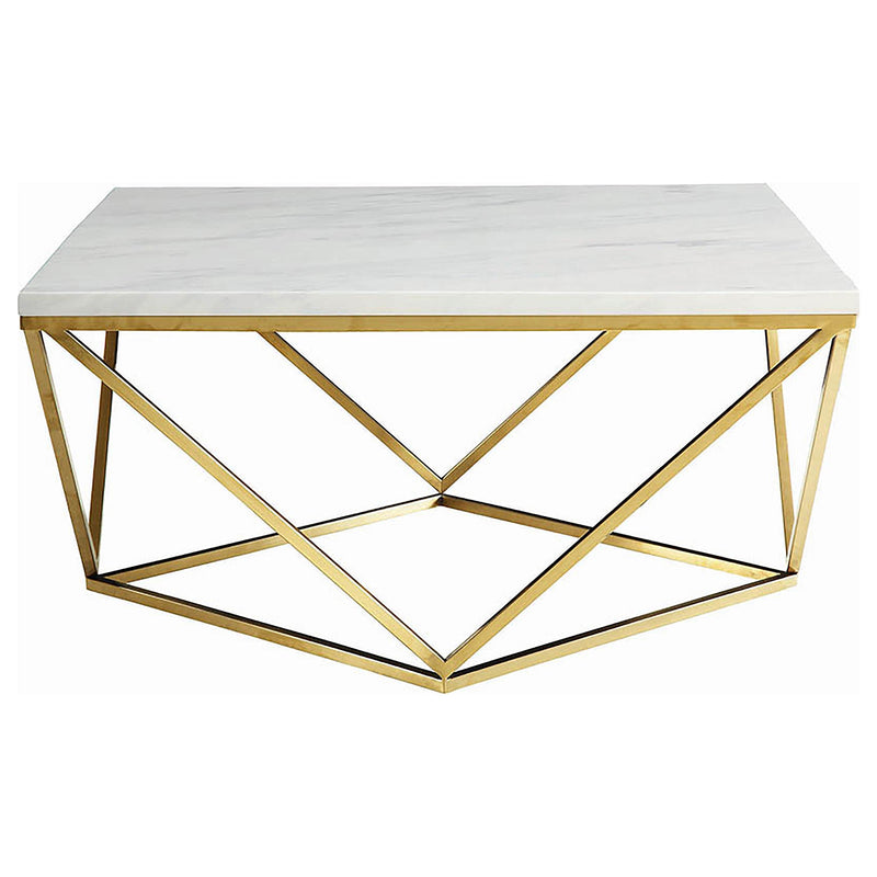 Meryl Square Faux Marble Top Coffee Table White and