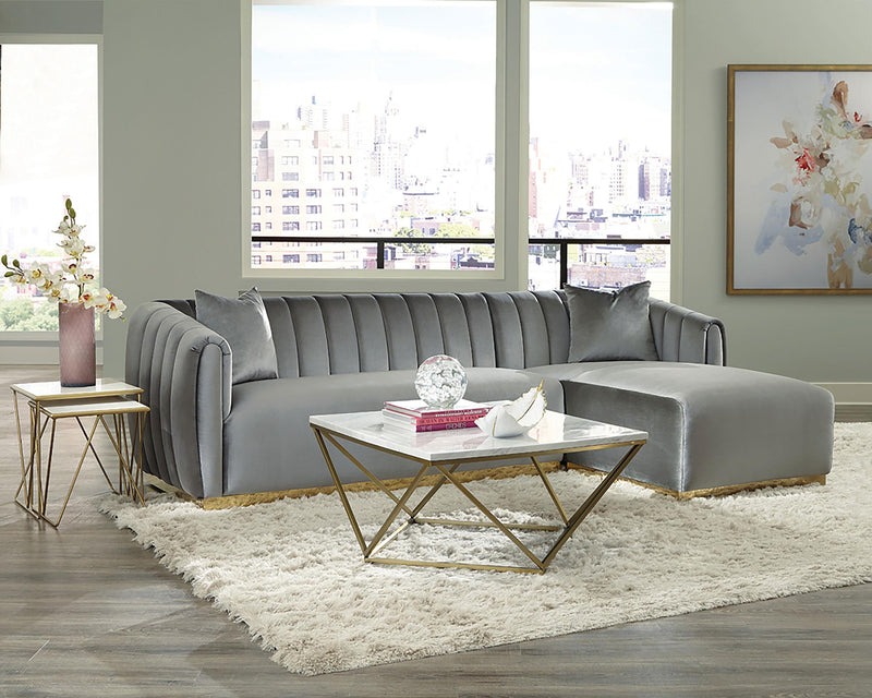 Meryl Square Faux Marble Top Coffee Table White and
