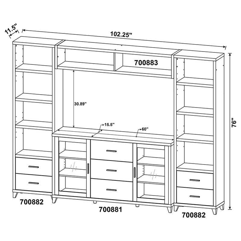 Lewes 4-piece 60-inch TV Entertainment Center