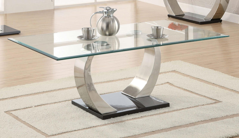 Pruitt Rectangular Glass Top Metal Coffee Table