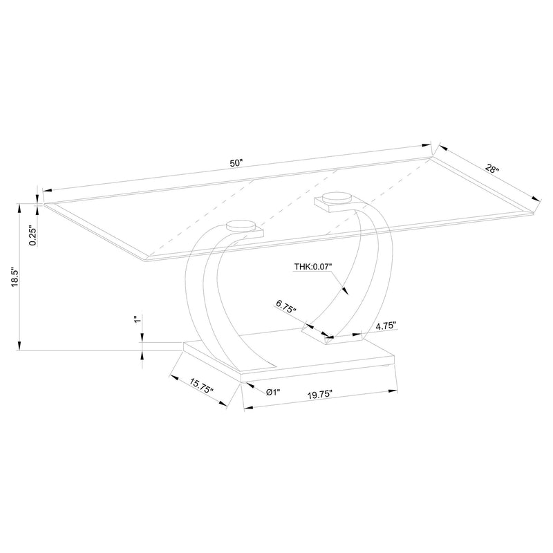 Pruitt Rectangular Glass Top Metal Coffee Table