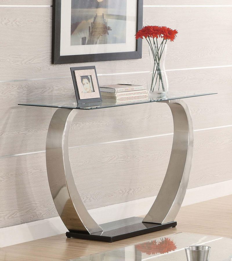 Pruitt Glass Top Metal Base Console Table