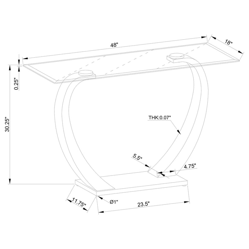 Pruitt Glass Top Metal Base Console Table
