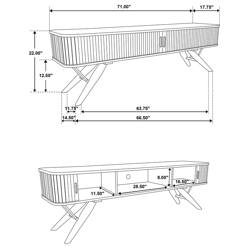 Valna Wood 71-inch TV Stand with Sliding Doors