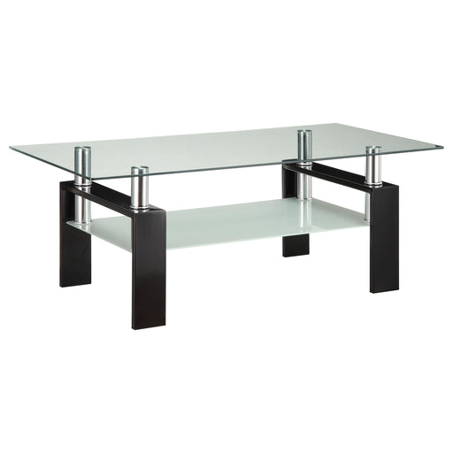 Dyer 1-shelf Rectangular Glass Top Coffee Table Black - alternate view
