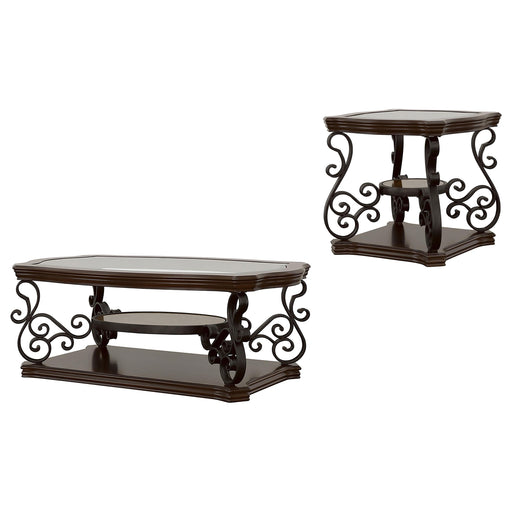 Laney 2-piece Glass Top Coffee and End Table Set Dark Merlot - alternate view