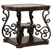 Laney 2-piece Glass Top Coffee and End Table Set Dark Merlot - detail 3