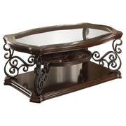 Laney 2-piece Glass Top Coffee and End Table Set Dark Merlot - detail 5