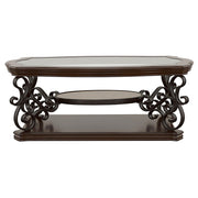 Laney 2-piece Glass Top Coffee and End Table Set Dark Merlot - detail 6