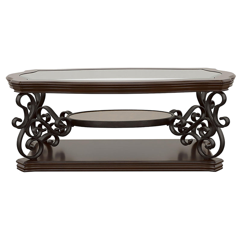Laney 2-piece Glass Top Coffee and End Table Set Dark Merlot - detail 6