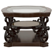 Laney 2-piece Glass Top Coffee and End Table Set Dark Merlot - detail 7