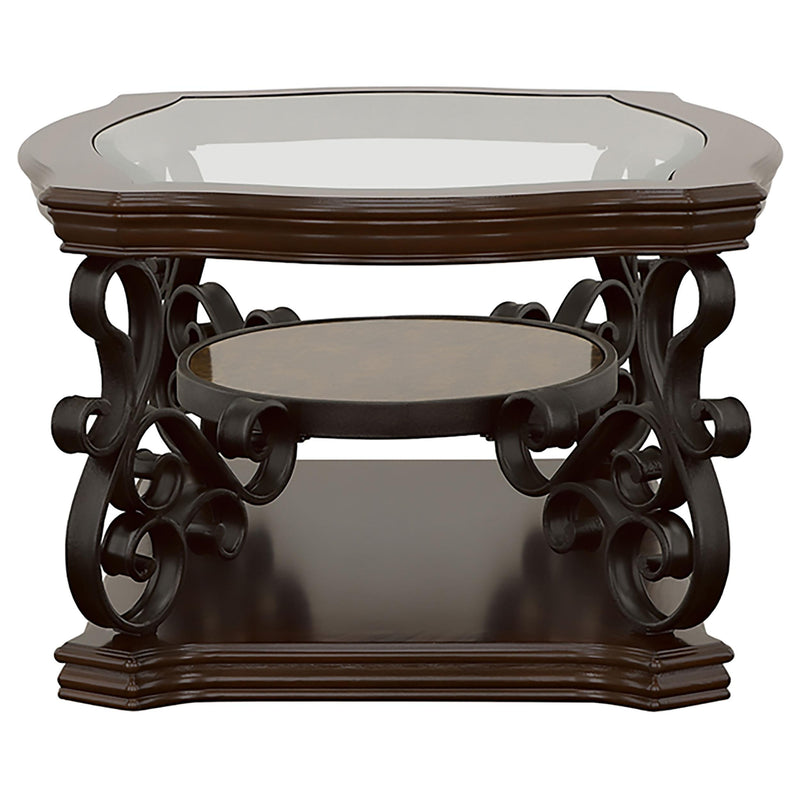 Laney 2-piece Glass Top Coffee and End Table Set Dark Merlot - detail 7