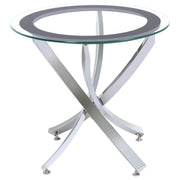 Brooke Round Glass Top Side End Table Metal Base Chrome - alternate view