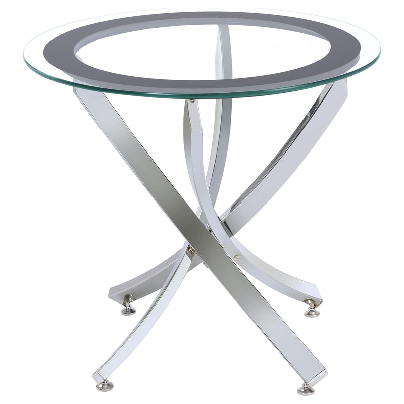 Brooke Round Glass Top Side End Table Metal Base Chrome - alternate view