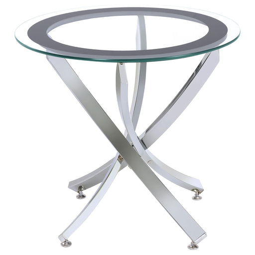 Brooke Round Glass Top Side End Table Metal Base Chrome - alternate view