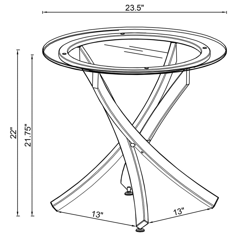 Brooke Round Glass Top Side End Table Metal Base Chrome - detail 3